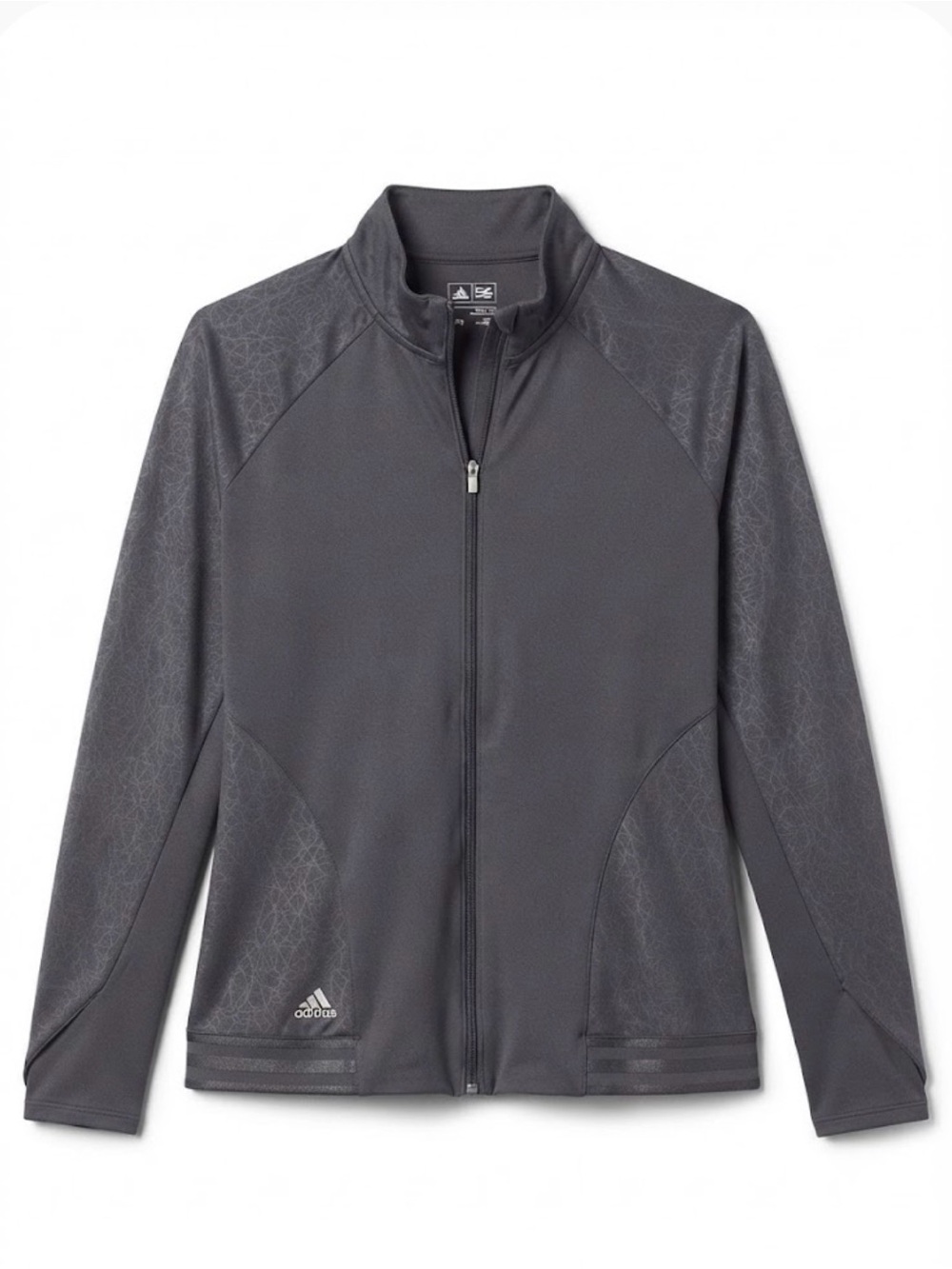 Adidas Golf Womens XL Full Zip Jacket Charcoal Grey Geometric Thumbholes